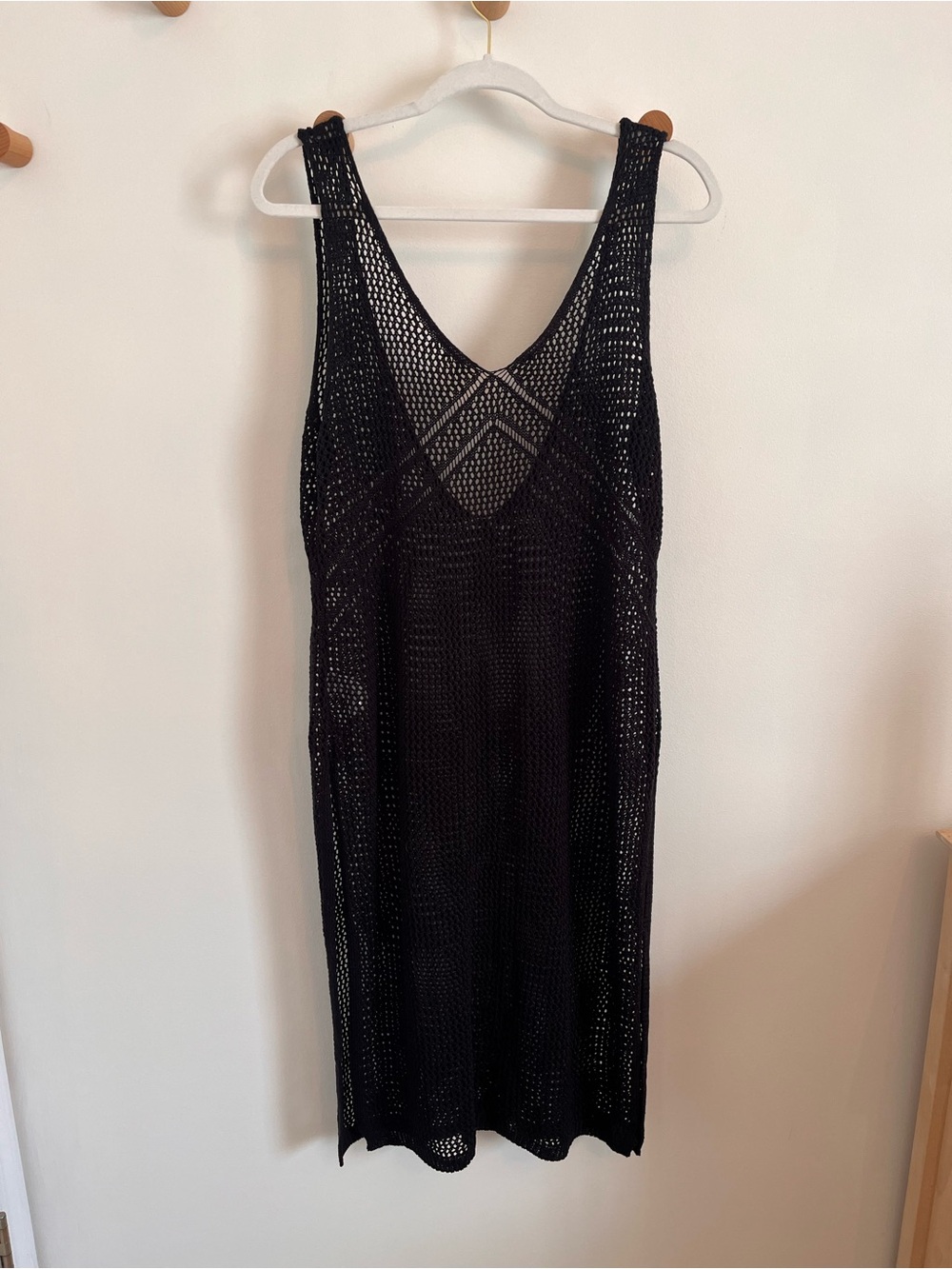 SHEIN Black Crochet Tank Swim Cover-Up